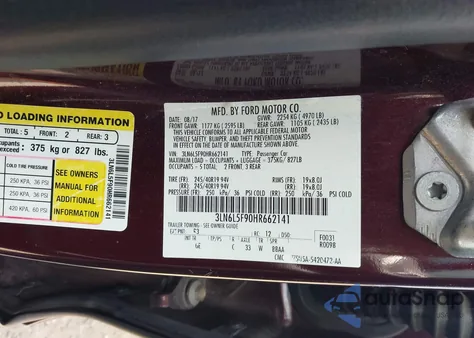 2017 Lincoln Mkz Reserve z USA, uszkodzony, nr VIN 3LN6L5F90HR662141